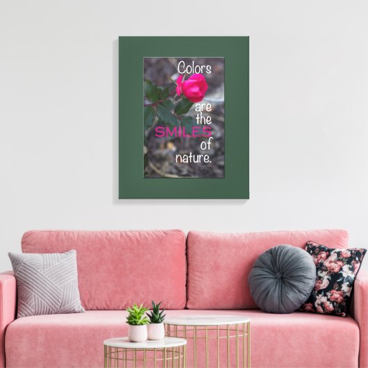 Single Bending roze roze foto, groene rand Canvas Afdruk (Insitu (Woonkamer))