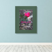 Single Bending roze roze foto, groene rand Canvas Afdruk (Insitu (Houten vloer))