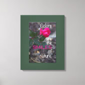 Single Bending roze roze foto, groene rand Canvas Afdruk (Voorkant)