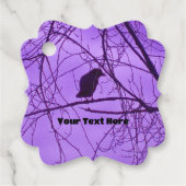 Single Black Crow in Barren Trees Hazy Paarse luch Bedankjes Labels (Voorkant)