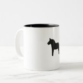 Single Black Dala Horse Tweekleurige Koffiemok (Voorkant links)