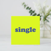 " single " blauwe letters chartreuse neon kaart (Staand voorkant)