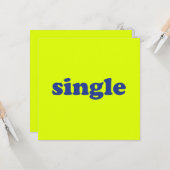 " single " blauwe letters chartreuse neon kaart (Voorkant / Achterkant in situ)