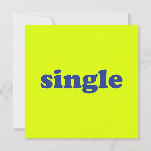 " single " blauwe letters chartreuse neon kaart (Voorkant)