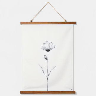 Single Bloom Line Art.Minimalistische Slaapkamerku Hangend Wandkleed
