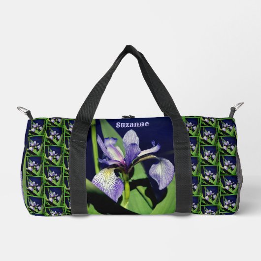 Single Blue Flag Iris Flower Natuur gepersonalisee Plunjezak (Voorkant)