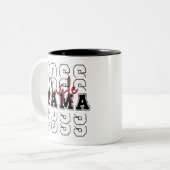 Single Boss Mama minimalistisch ontwerp Tweekleurige Koffiemok (Voorkant links)