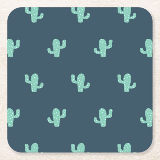 Single Cactus Pattern Kartonnen Onderzetters (Voorkant)