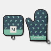 Single Cactus Pattern Ovenwant & Pannenlap Set (Voorkant)