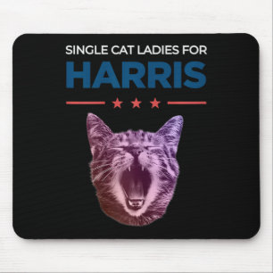 Single Cat Dames voor Harris 2024 Politiek Muismat