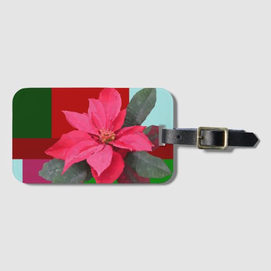 Single Christmas Pointsettia-ontwerp Bagagelabel (Voorkant (horizontaal))