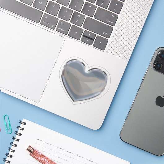Single Chrome Heart Sticker (Laptop met iPhone)
