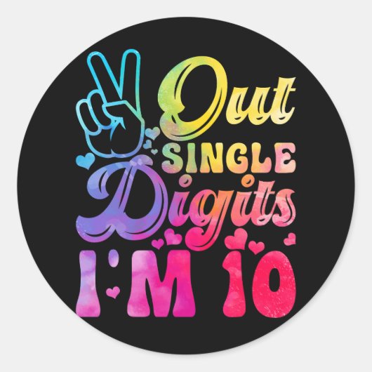 Single Cijfers I_m 10 jaar oude 10th Birth Ronde Sticker (Voorkant)