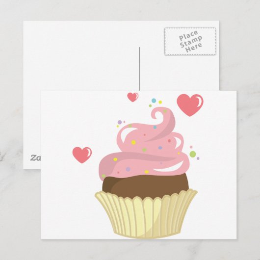 Single Cupcake Briefkaart (Voorkant / Achterkant)