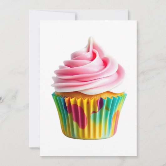 Single Cupcake with Pink and White Frosting Kaart (Voorkant)