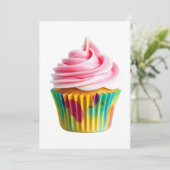 Single Cupcake with Pink and White Frosting Kaart (Staand voorkant)