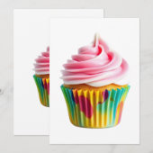 Single Cupcake with Pink and White Frosting Kaart (Voorkant / Achterkant)