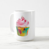 Single Cupcake with Pink and White Frosting Koffiemok (Voorkant links)