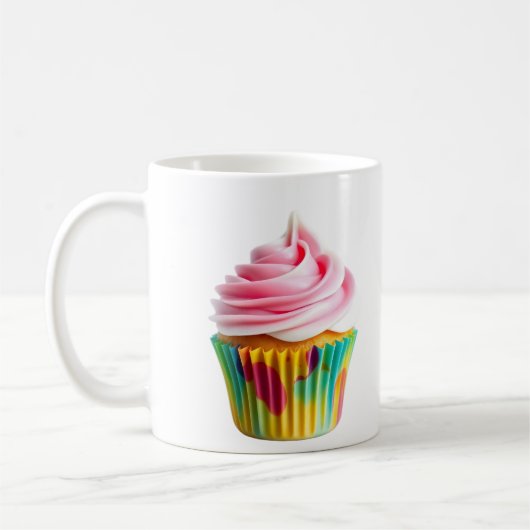 Single Cupcake with Pink and White Frosting Koffiemok (Links)