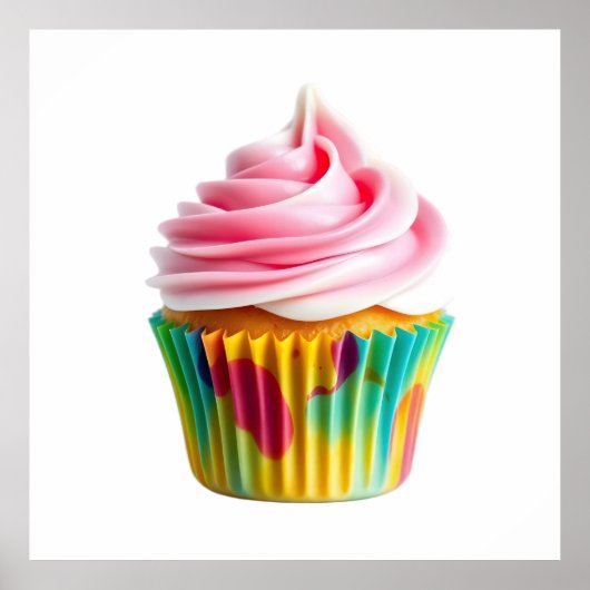 Single Cupcake with Pink and White Frosting Poster (Voorkant)