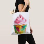 Single Cupcake with Pink and White Frosting Tote Bag (Dichtbij)