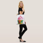 Single Cupcake with Pink and White Frosting Tote Bag (Op model)