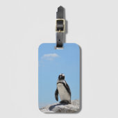 Single Cute Penguin en Blue Sky Bagagelabel (Voorkant (verticaal))