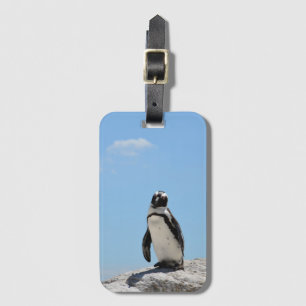 Single Cute Penguin en Blue Sky Bagagelabel