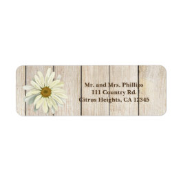 Single Daisy Flower & Light Rustige Country Wood Etiket