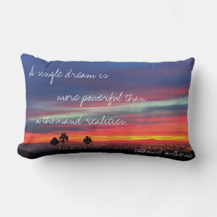 Single Dream Quote Sinaasappel Blauw Zonsondergang Kussen