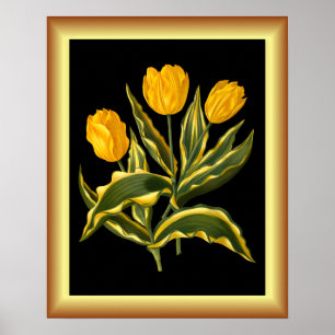 Single Early Tulip Yellow ~ Botanische Art Print ~