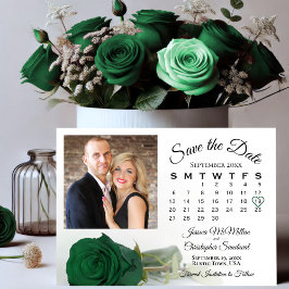 Single Emerald Green Roos Trouwkalender & Foto Save The Date