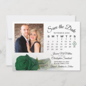 Single Emerald Green Roos Trouwkalender & Foto Save The Date (Voorkant)