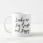 Single en blij, inspirerend moderne trendy koffiemok (Links)