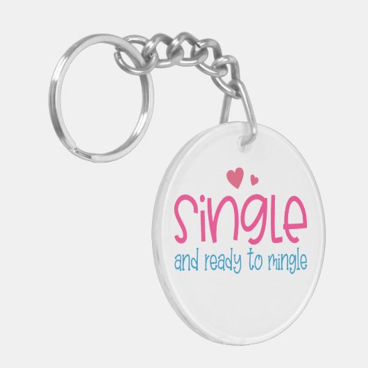 Single en klaar om Valentijn te mengen | Button Sl Sleutelhanger (Voorkant Links)