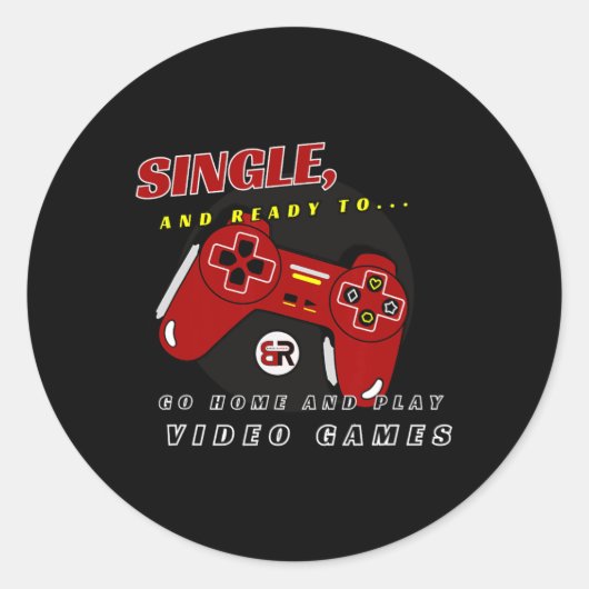 Single en klaar om... Videospel  Ronde Sticker (Voorkant)