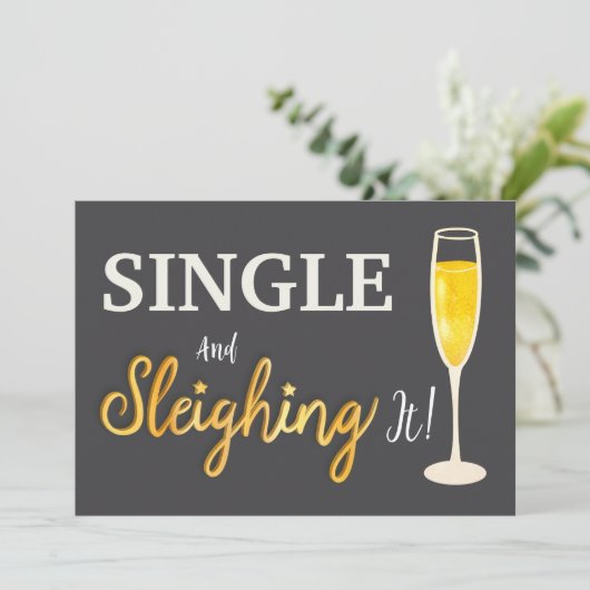 Single en Sleighing It! alleenstaande Feestdagenkaart (Staand voorkant)