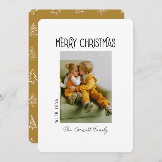 Single Foto Wit Minimalistische Kerst Kaart (Voorkant / Achterkant)