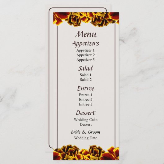 Single French Marigold Menu (Voorkant / Achterkant)