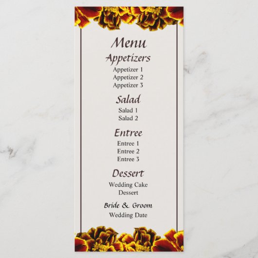 Single French Marigold Menu (Voorkant)