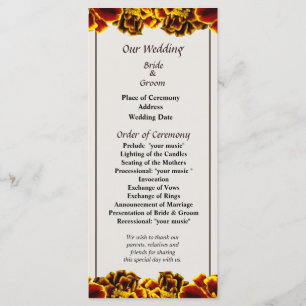 Single French Marigold Wedding Programme Programmakaart