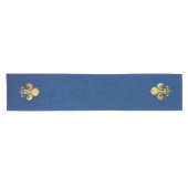 Single Gold Fleur De Lis op blauw Korte Tafelloper (Horizontaal)