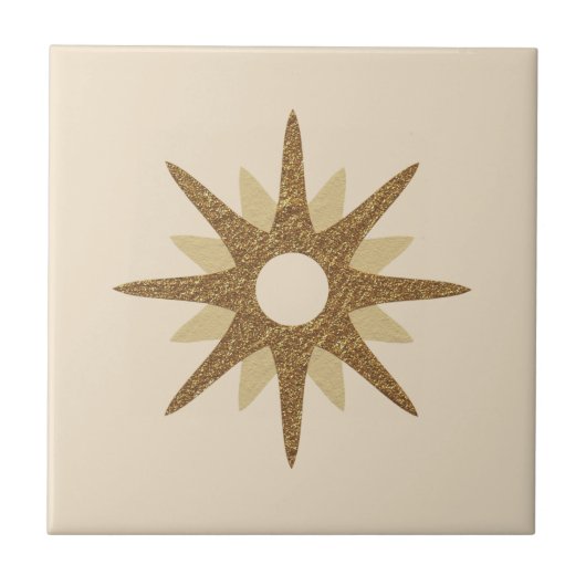 Single Gold Starburst uit de midden-eeuwen Tegeltje (Voorkant)