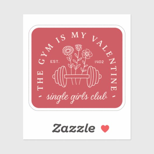 Single Grappige Valentijn's Day gym meisjes rood Sticker (Vel)