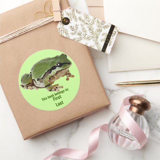 Single Green Kikker bij Rest Fotograaf op maat Ronde Sticker (Geschenken)