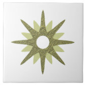 Single Green Starburst uit het midden van de eeuw  Tegeltje (Voorkant)