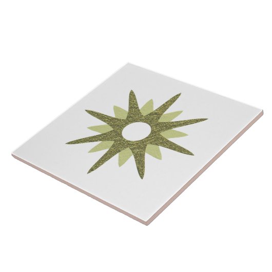 Single Green Starburst uit het midden van de eeuw  Tegeltje (Zijkant)