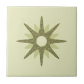 Single Green Starburst uit het midden van de eeuw Tegeltje (Voorkant)