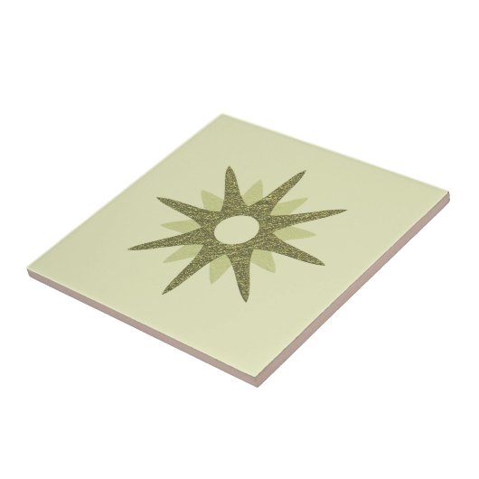 Single Green Starburst uit het midden van de eeuw Tegeltje (Zijkant)