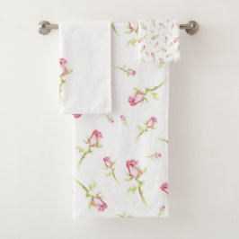 Single Hand geschilderd Waterverf Roze Rood Rose Bad Handdoek